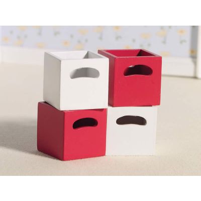 Cherry & White Storage Boxes, 4 pcs                         