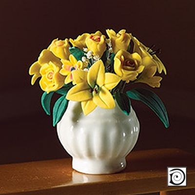 Yellow Flowers in White Vase                                