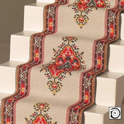 Cream & Red Stair Carpet                                    