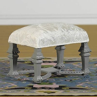 Foot Stool Upholstered in Fine Damask                       