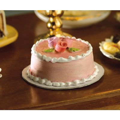 Pink & White Cake with Roses                                