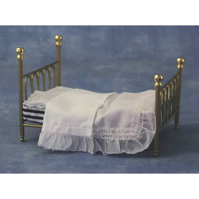 Brass 'Cast Iron' Double Bed & Covers