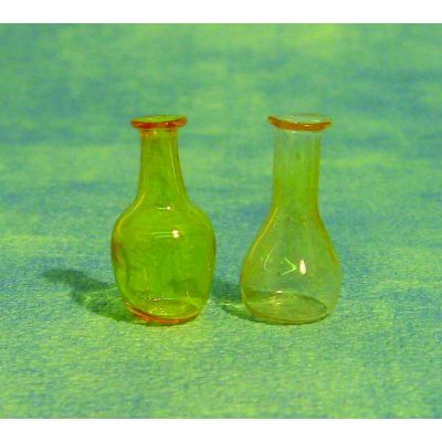 2 Yellow Glass Decanters
