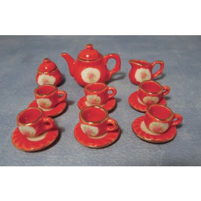 15pc Red Tea Set