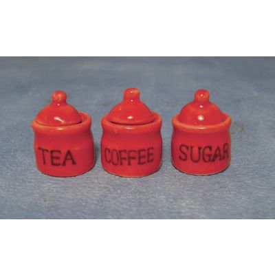 Red Tea Coffee Sugar Set