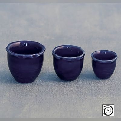 Blue piecrust pots, pack of 3