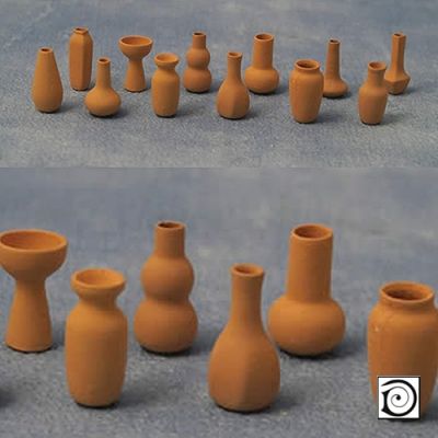 Teraccota vases, pack of 12 asstd