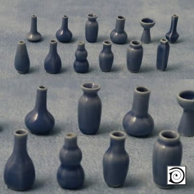 Blue vases, pack of 12 asstd