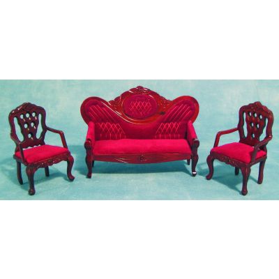 Sofa & 2 Chairs( Red Uphols.)