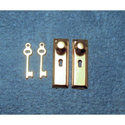 Brass Knob, Lock & Key Set pk2