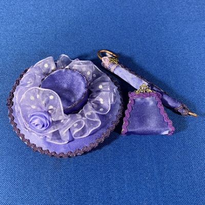Lilac Hat, Parasol & Bag Set Handmade