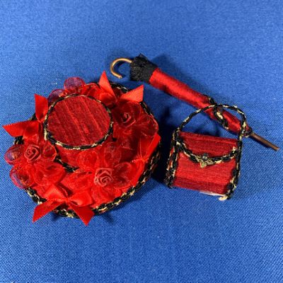 Red Hat, Parasol & Bag Set Handmade