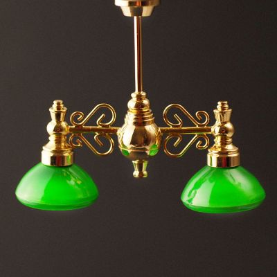 Two Arm Green Shade Chandelier