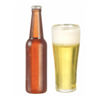 Brown Beer Bottle and Glass