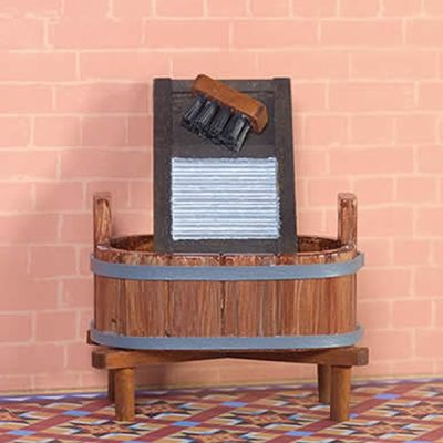 Oval Wooden Wash Tub and Board                              