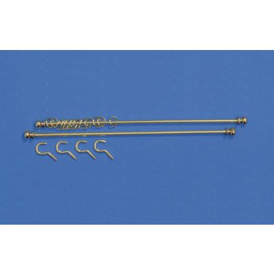Two Curtain Rails with Rings & Hooks, length  140mm             
