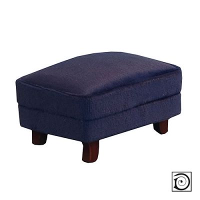 Dark Blue Plush Footstool