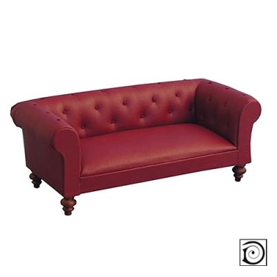 Red Faux Leather Chesterfield Sofa     