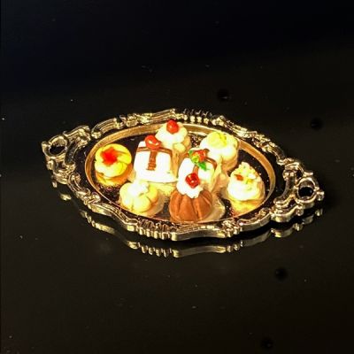 Cakes on Silver Tray                               