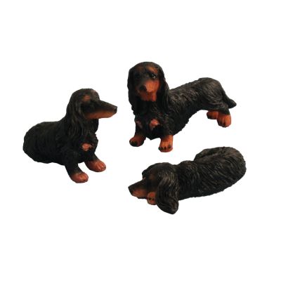 Daschund Dog Black Long Hair Pk 3