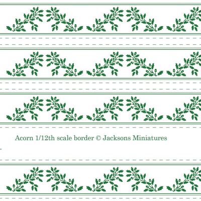 Acorns 'Border' Green on White Wallpaper