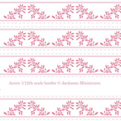 Acorns 'Border' Pink on White Wallpaper