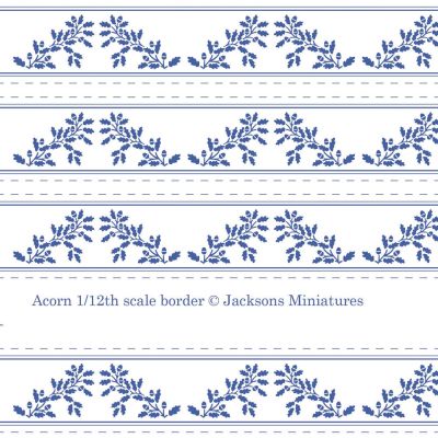 Acorns 'Border' Blue on White A3 Wallpaper