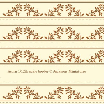 Acorns 'Border' Brown on Cream Wallpaper