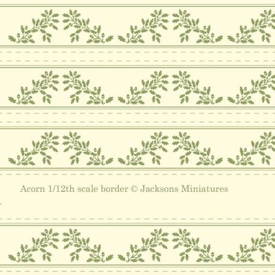 Acorns 'Border' Green on Cream Wallpaper