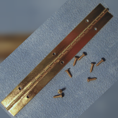 120mm Brass (plated) Piano Hinge & Screws (Pk 4)