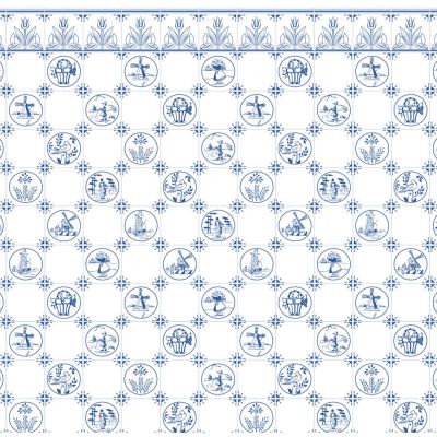 Blue Dutch Tile Embossed A3 Paper