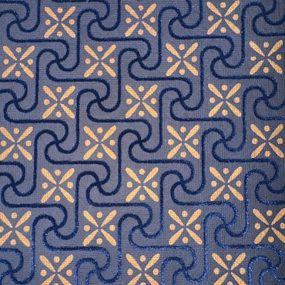 A3 Navy & Gold Flock Wallpaper