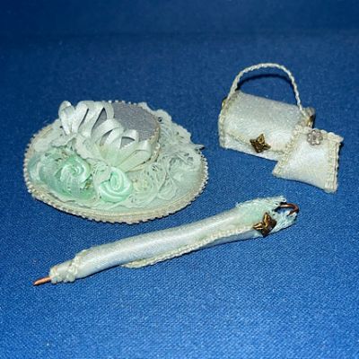 Green Hat, Parasol & Bags Set Handmade