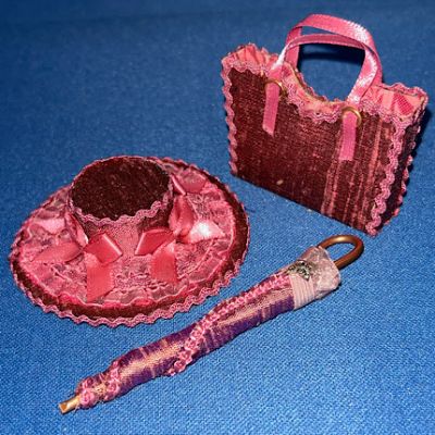 Dusky Pink Hat, Parasol & Bag Set
