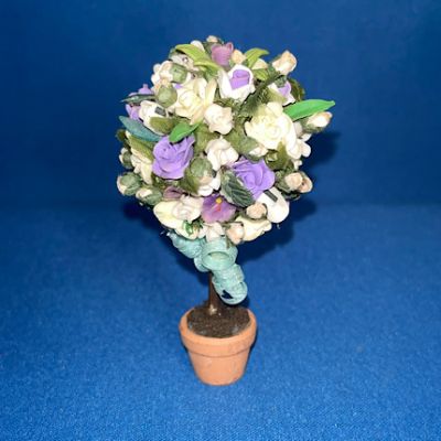 Terracotta Pot White/Purple 3.5x2" (Hand made in the UK)