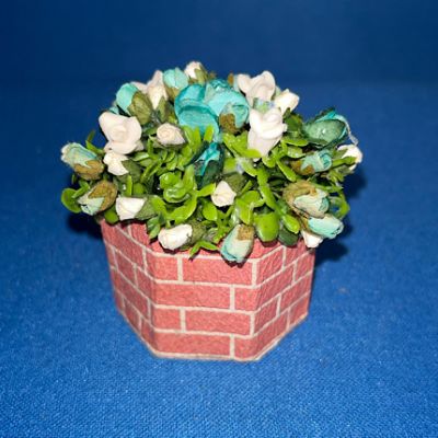 Flowers in Pot White/Blue 2." (Hand made in the UK)
