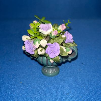 Flowers in Pot Purple/White 2" (Hand made in the UK)