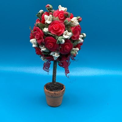 Terracotta Pot Red/White 4" Handmade in UK