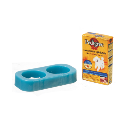 Dog Food & Blue Bowls
