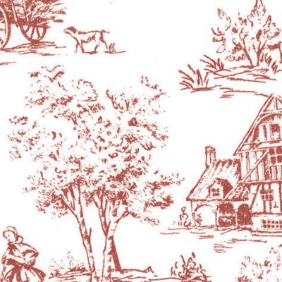 Toile de Jouy Raspberry Wallpaper